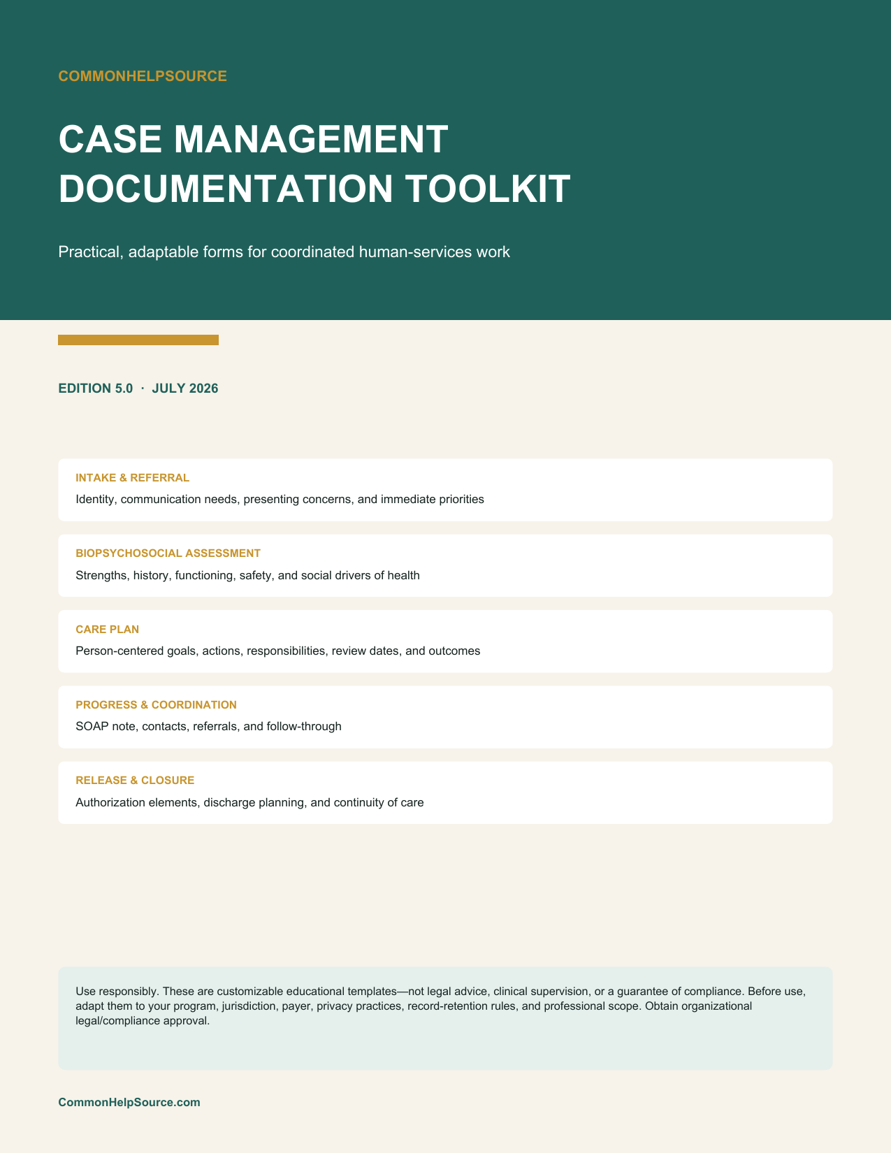 CommonHelpSource Case Management Documentation Toolkit Edition 5 cover