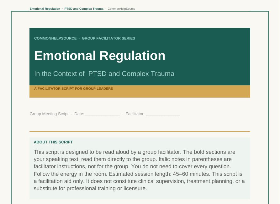 Partial preview of the Emotional Regulation and PTSD facilitator package